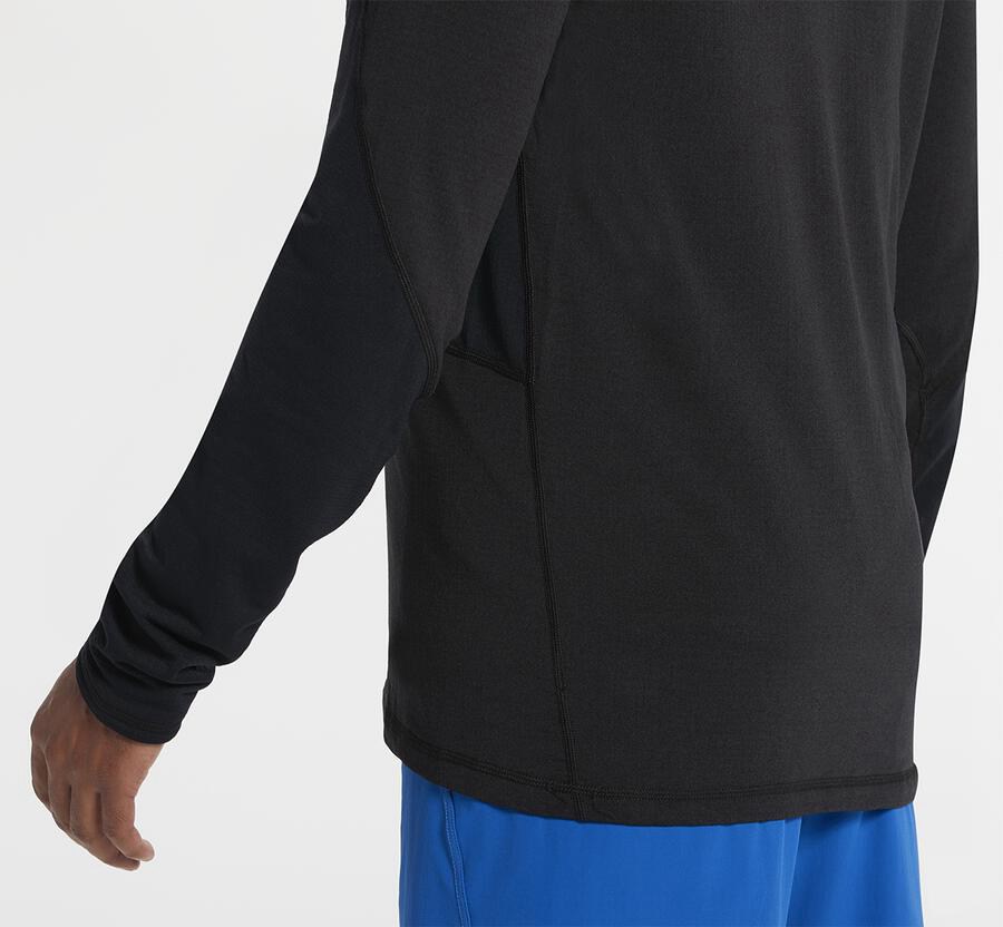 Tops Mens - Hoka One One 1/2 Zip Midlayer - Black - KEJCUYB-95